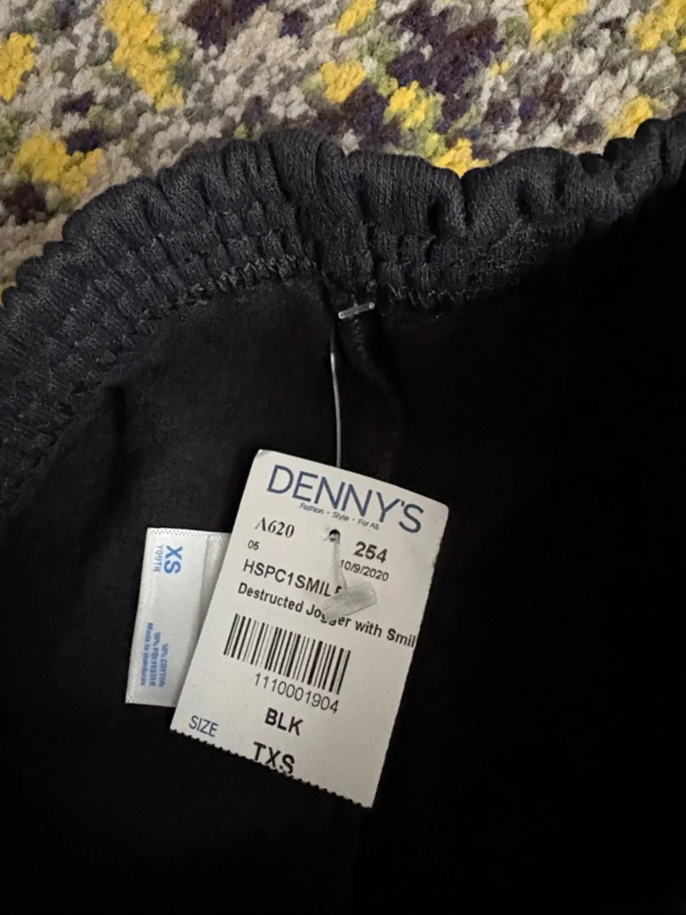 NEW Hannah Sky ripped smiley face sweatpants from Denny’s Lester’s